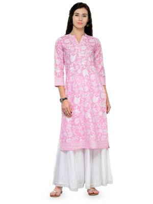 Pink And White Printed Kurta 1