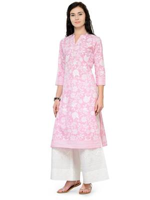 Pink And White Printed Kurta 2
