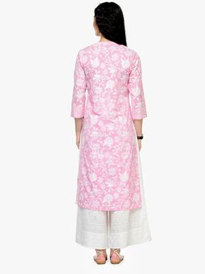 Pink And White Printed Kurta 3