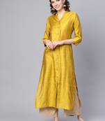 Mustard Yellow Dobby Weave Woven Design Straight Kurta