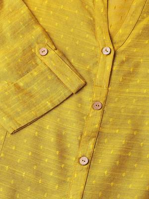 Mustard Yellow Dobby Weave Woven Design Straight Kurta 5