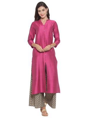 Wine Silk Straight Kurta 1