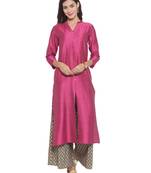 Wine Silk Straight Kurta