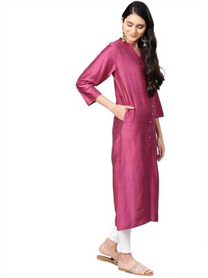 Wine Silk Straight Kurta 3