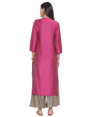 Wine Silk Straight Kurta 4