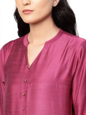 Wine Silk Straight Kurta 5