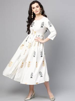 Women Off White A Line Dress 2