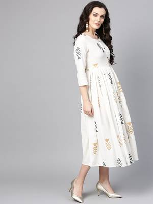 Women Off White A Line Dress 3