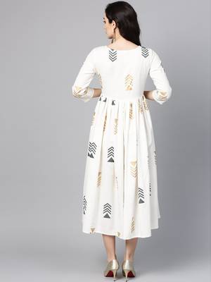 Women Off White A Line Dress 5