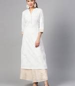 Women White Printed Straight Kurta