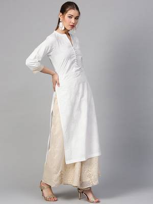 Women White Printed Straight Kurta 3