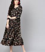 Black Printed Empire Dress