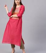 Pink Yoke Design Straight Kurta