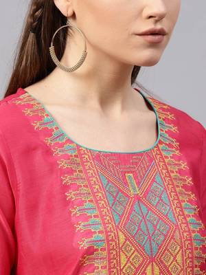 Pink Yoke Design Straight Kurta 2