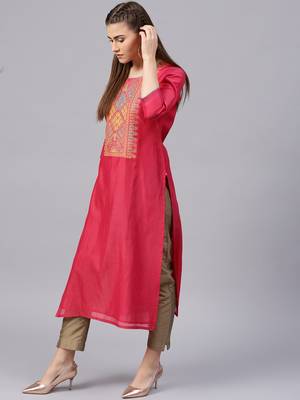 Pink Yoke Design Straight Kurta 3