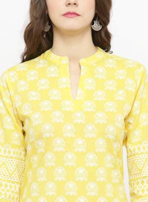 Yellow Printed Straight Kurta 4