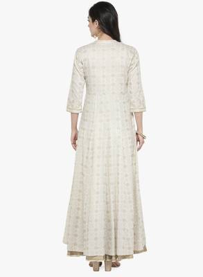 Women Off White Printed Maxi Dress 5