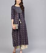Blue Gold Printed Anarkali Kurta