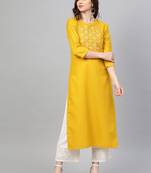 Mustard Yellow Yoke Design Straight Kurta