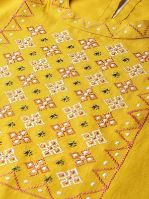 Mustard Yellow Yoke Design Straight Kurta 4