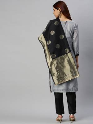 Grey floral print banarasi silk salwar 2