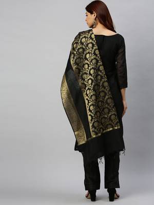 Black Block Print Banarasi silk blend Salwar 2