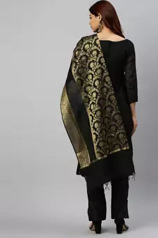 Black Block Print Banarasi silk blend Salwar