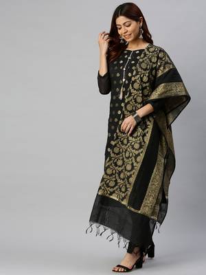 Black Block Print Banarasi silk blend Salwar 3