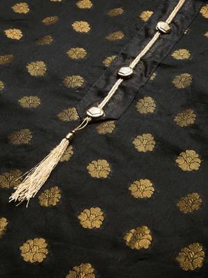 Black Block Print Banarasi silk blend Salwar 4
