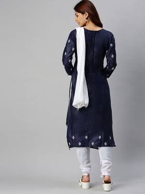 Navy-Blue Embroidered Cotton Salwar 2