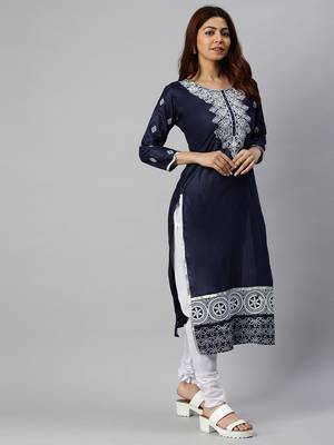 Navy-Blue Embroidered Cotton Salwar 4