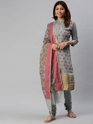 Grey Block Print Banarasi Silk Salwar 3