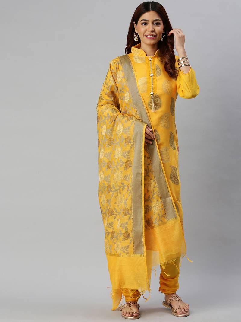Mustard paisley banarasi silk salwar