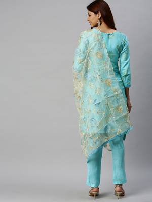 Sky-Blue Block Print Cotton Salwar 3