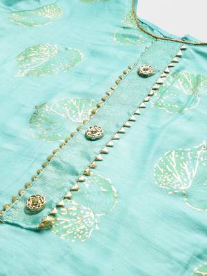 Sky-Blue Block Print Cotton Salwar 4