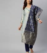 Light-olive block print cotton salwar