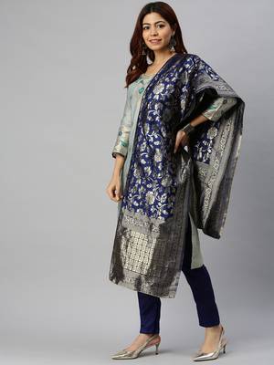 Light-olive block print cotton salwar 3