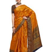 Mustard woven art silk saree saree with blouse