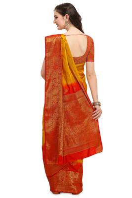 Mustard woven art silk saree saree with blouse 3