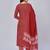 Women's Printed & Embroidered Straight Cotton Red Kurta With Pant & Dupatta