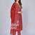 Women's Printed & Embroidered Straight Cotton Red Kurta With Pant & Dupatta