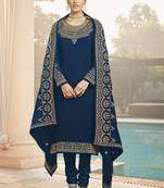 Teal Georgette Party Wear Straight Suit