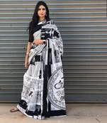 Hand Printed Cotton Saree with Blouse 