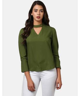 Olive Choker Neck Top 1