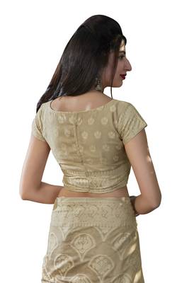 Ivory woven cotton silk saree with blouse 5