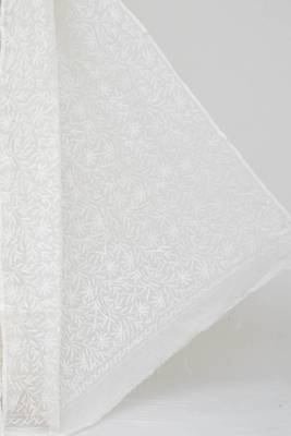Light white embroidered cotton saree  2