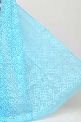 Blue embroidered cotton saree  2