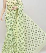 Light green embroidered georgette saree with blouse