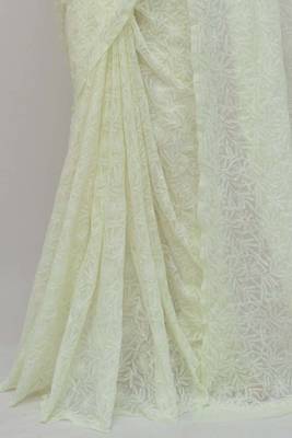 Yellow embroidered georgette saree with blouse 3