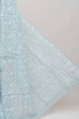  light blue embroidered cotton saree  2